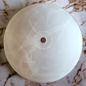 Vtg White Iridescent Marbled Glass Electrical Lamp Light Fixture Center Mount